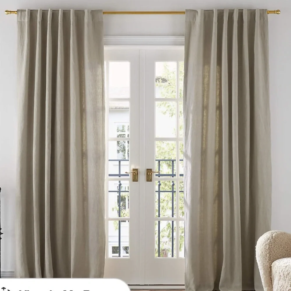 CRATE & BARREL EUROPEAN FLAX CERTIFIED LINEN LINED DRAPERY SET OF 2 - 52 x …